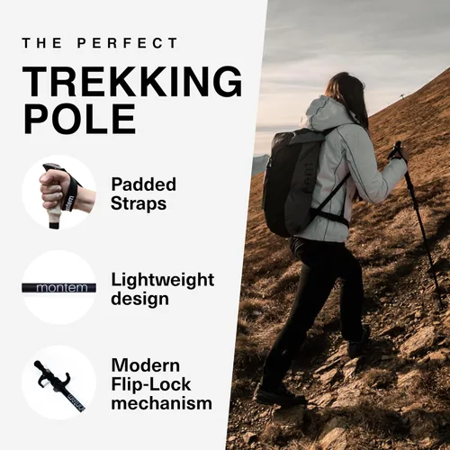 Vista 3 de Montem Ultra Light Trekking, Walking, and Hiking Poles - Collapsible, Lightweight, Quick Locking, Weather-Resistant and Ultra Durable (2-Pack)