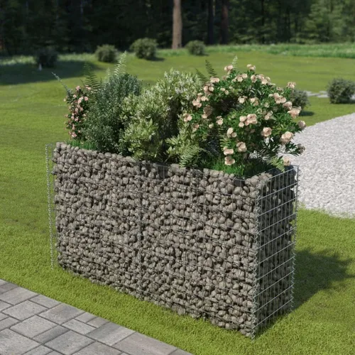 Vista 10 de Gabion cama elevada, cestas de gaviones, camas de jardín galvanizadas, gaviones, pared de gaviones, alta capacidad de carga, acero galvanizado 35.4