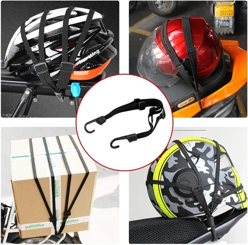 Vista 4 de Cinturón de tensión para portaequipajes, cinta elástica para correas de bicicleta, con gancho ajustable para casco de motocicleta