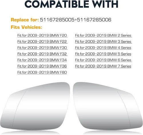 Vista 6 de Espejo retrovisor calefactable izquierdo y derecho para BMW 228i 320i 328i 330i 330i 335i 428i 430i 430i 435i 440i 535i 550i 640i i3 M2 M3 M4 M5 M6