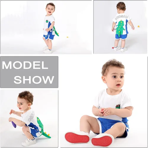 Vista 4 de TONWHAR Camiseta unisex con estampado de animales, 2 piezas, de algodón, de manga corta, para el verano