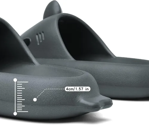 Vista 3 de Sandalias de tiburón para hombre y mujer, novedosas sandalias de verano con punta abierta, antideslizantes, para playa, piscina, ducha con suela
