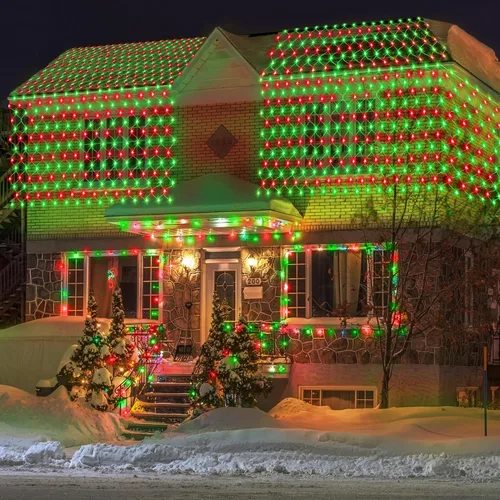 Vista 8 de 198 luces de red LED de 9.8 pies x 6.6 pies enchufables, 8 modos de iluminación de malla conectables, luces de red de Navidad impermeables al aire