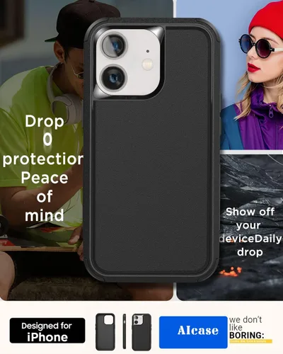 Vista 5 de AICase Funda resistente para iPhone 12/iPhone 12 Pro, protección de grado militar duradera de 3 capas apta para bolsillos, cubierta protectora a