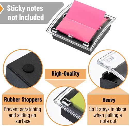 Vista 6 de Mr. Pen - Dispensador de notas adhesivas emergente, 3" x 3", negro, dispensador de notas adhesivas, soporte para notas adhesivas para escritorio
