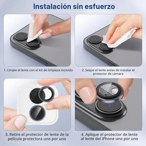 Vista 7 de Protector de lente de cámara para iPhone 17, protector de pantalla individual original Dureza 9H, resistente a los arañazos, compatible con fundas