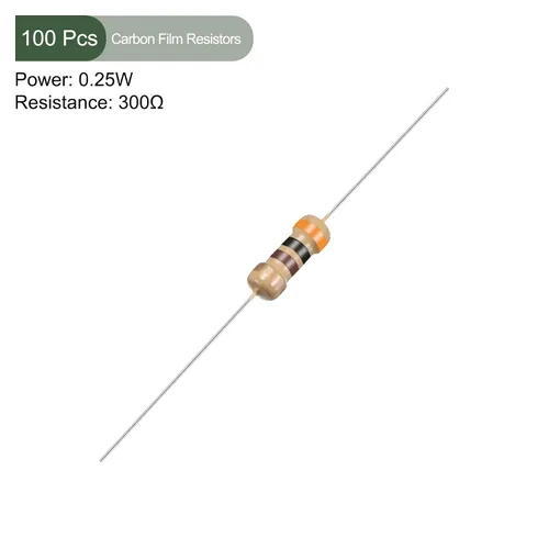 Vista 2 de YOKIVE 100 resistencias de película de carbono, resistencia de tolerancia de 1/4 W, 300 ohmios y 5 %, buenas para proyectos electrónicos
