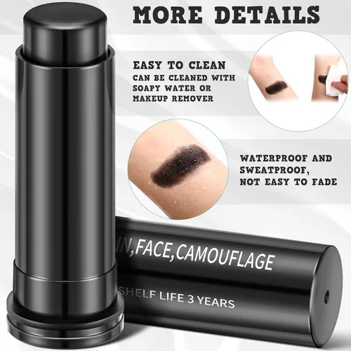 Vista 4 de Sweetude 6 piezas de palo de fútbol deportivo para cara deportiva, pintura facial de fútbol, para sóftbol, béisbol, atletas, estadio, Halloween
