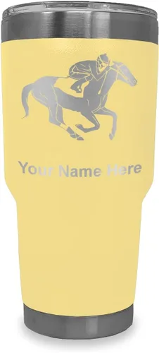 Vista 8 de LaserGram Vaso aislado al vacío de 20 onzas, carreras de caballos, grabado personalizado incluido (negro)