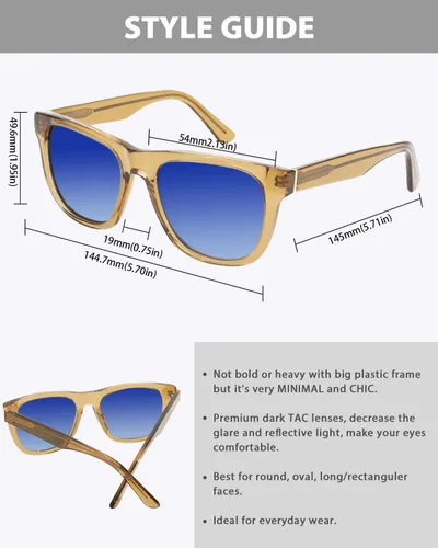 Vista 5 de Mose Romano Gafas de sol polarizadas para mujer, hechas a mano, de diseño, para conducir, protección UV400