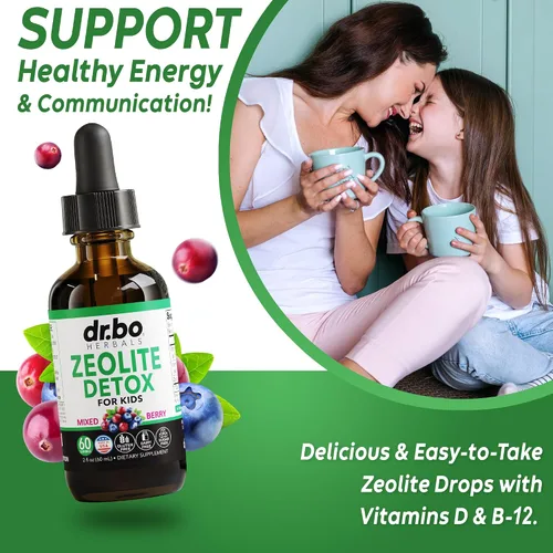 Vista 4 de Zeolite Detox & Suprarrenal Focus Support – Clinoptilolita Zeolita para niños y adultos Gotas líquidas con vitaminas B12 y D – Suprarrenal orgánico