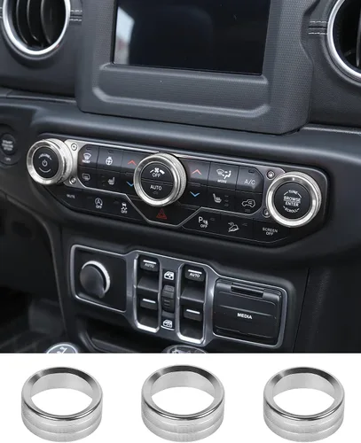 Vista 12 de JeCar - Cubierta de perilla de interruptor de aire acondicionado, de aleación de aluminio, compatible con Jeep Wrangler 2018-2023 JL JLU y 2020-2023