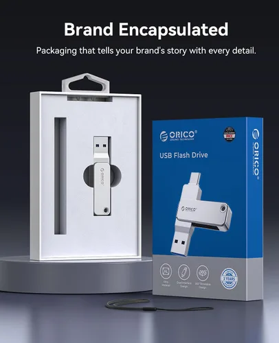Vista 7 de ORICO - Unidad flash USB dual de 64 GB USB-C y USB-A, mini memoria de pulgar Stick hasta 150MB/s aleación de zinc para iPhone 15/16/17, compatible