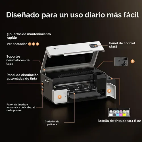 Vista 7 de HTVRONT Impresora D2 DTF - Máquina de transferencia A3 DTF para impresión