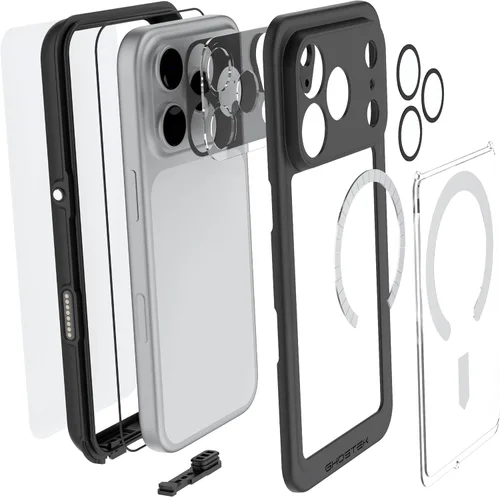 Vista 40 de Ghostek NAUTICAL funda delgada para iPhone 14 Plus a prueba de golpes impermeable con protector de pantalla y imán MagSafe con carga inalámbrica