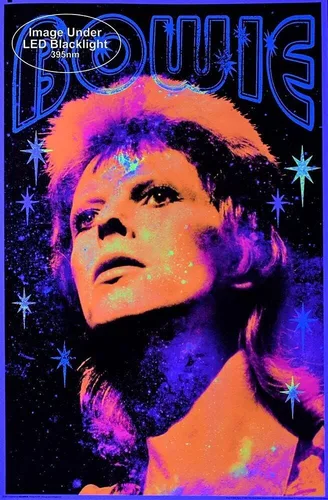 Vista 3 de Studio B, Póster de luz negra no flocada de David Bowie de 24.5 pulgadas x 36.5 pulgadas laminado