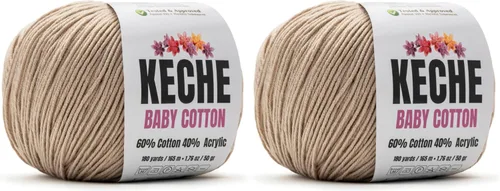 Vista 75 de Keche Hilo de Algodón, 60% Algodón 40% Hilo Acrílico, Hilo de Algodón Suave para Crochet y Tejer, Hilo Amigurumi 1 Madeja/Bola 1.76 Oz (50g) / 180