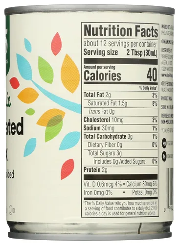 Vista 6 de 365 de Whole Foods Market - Leche evaporada orgánica (vitamina D agregada), 12 onzas
