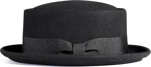 Vista 2 de Men's Women Crushable Pork Pie Fedora Hats 100% Wool Felt Porkpie Hats equiped a Grosgrain Ribbon with a Bow