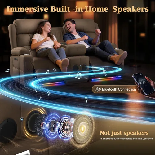 Vista 39 de Sofá de Dos Plazas Reclinable, Sofá Reclinable de Masaje con Gran Capacidad de Peso, Silla de Dos Plazas para RV en Liquidación con Consola, USB