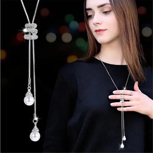 Vista 4 de Dcfywl731 Juego de collar y aretes de perlas, gargantilla de perlas, collar de perlas de imitación, collar de cadena de perlas y pulseras de perlas