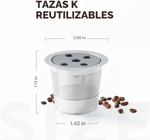 Vista 9 de Tazas K reutilizables de acero inoxidable para Keurig Supreme & Supreme Plus, tazas K reutilizables de cinco agujeros, universales, compatibles