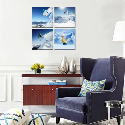 Vista 4 de LevvArts Lienzo decorativo para pared, diseño de paisaje de montaña de nieve, lienzo impreso con marco y fácil de colgar, arte moderno