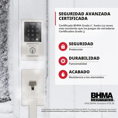 Vista 4 de Kwikset SmartCode 270 Cerradura de puerta con cerradura de perno de entrada sin llave electrónica con panel táctil con bloqueo automático, códigos