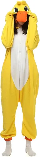Vista 3 de Wishliker Unisex-Adult Costume Animal Cartoon Onesie Pajamas Loungewear Yellow Duck