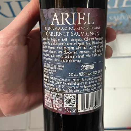 Vista 5 de Ariel NA Vino sin alcohol Cabernet Sauvignon + Chardonnay blanco Total 12 botellas