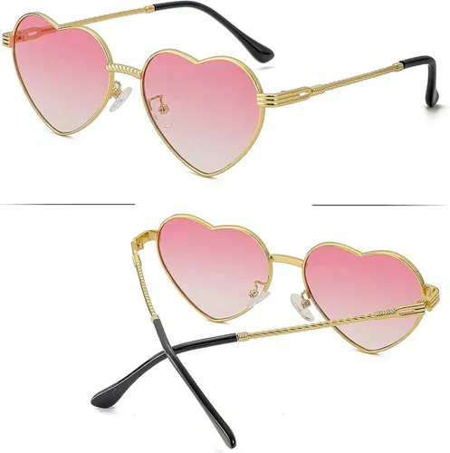 Vista 2 de NIDOVIX Lindos lentes de sol de corazón para mujer marco de metal de moda lentes de protección UV400