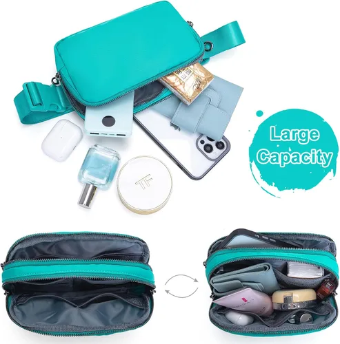 Vista 3 de AROME Mini bolsa de cinturón para mujer, riñonera de moda, cangurera cruzada con extensor de correa para mujeres y hombres, bolsa de cintura