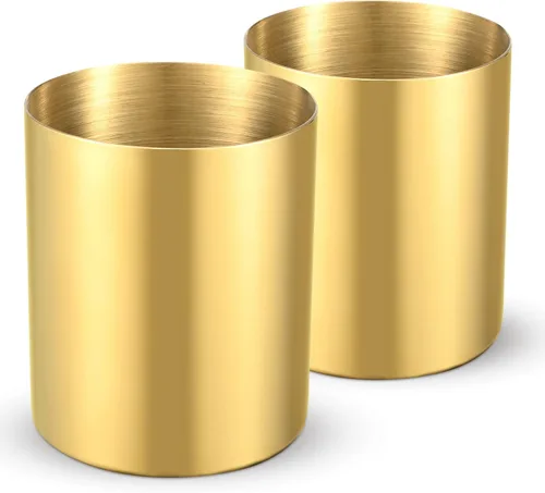 Vista 9 de Paquete de 2 soportes redondos de acero inoxidable 304, taza para lápices, organizador de artículos de escritorio de escritorio, soporte para Negro