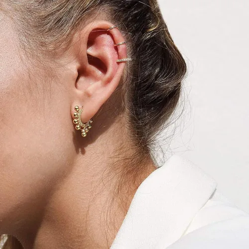 Vista 3 de Aretes Mevecco chapados en oro de 18 quilates, con forma de gota, para mujer
