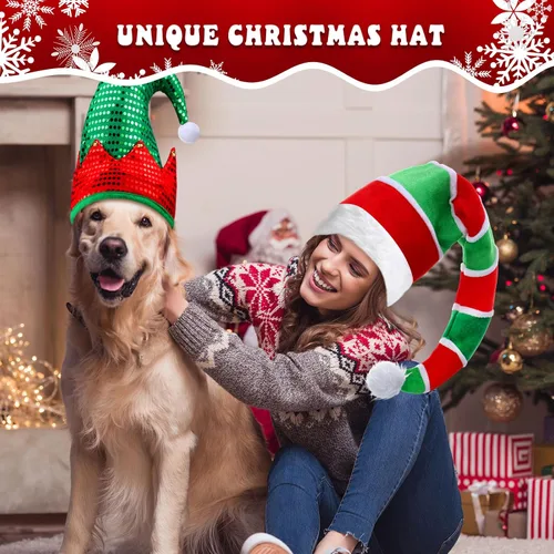 Vista 4 de Syhood Sombreros de Navidad, gorro de árbol de Navidad de Papá Noel para fiesta, disfraz de vacaciones para adultos