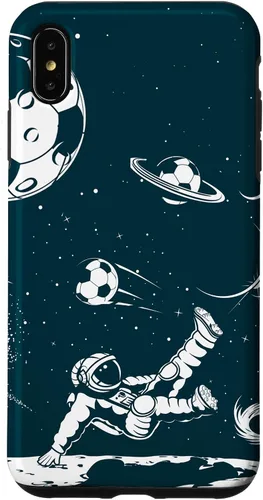 Vista 11 de Funda para iPhone 16 para teléfono de fútbol, amante del fútbol, jugador de fútbol espacial, funda de astronauta
