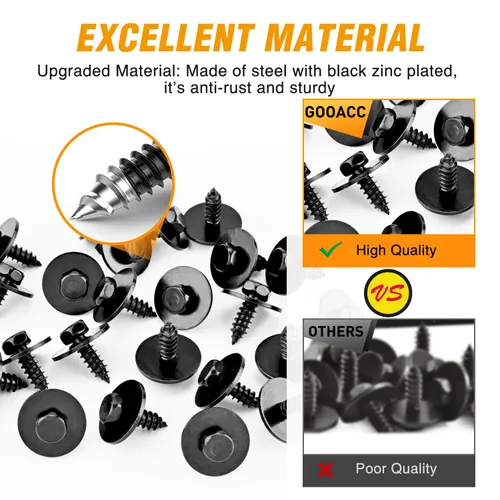 Vista 5 de GOOACC 25Pcs Tornillos Hexagonales M4.8-1.61 x 16mm para Protección de Salpicaduras de Motor, Reemplazo de Cubierta de Parachoques para BMW 128i 25