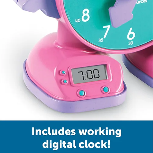 Vista 3 de Learning Resources Tock The Learning Clock Pink - Reloj digital para el aula, aprender la hora, temporizador para niños, elementos esenciales