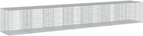 Vista 65 de vidaXL Cesta de gavión con tapa, 39.4 x 19.7 x 39.4 pulgadas, hierro galvanizado rectangular, resistente a la intemperie, montaje sin herramientas