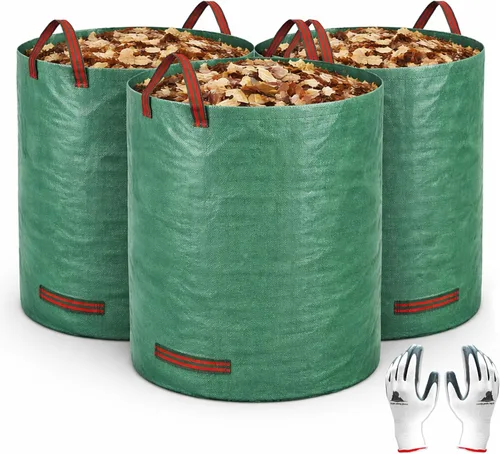Vista 7 de Gardzen Paquete de 3 bolsas de jardín de 32 galones – Bolsas de jardinería reutilizables y resistentes, bolsa de residuos de hojas de jardín