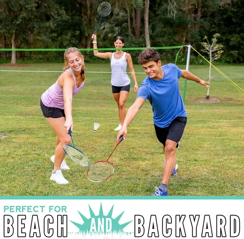 Vista 4 de Franklin Sports Badminton Racket + Birdie Set - Replacement Badminton Equipment for Kids + Adults - 2 Player - 4 Player Badminton Racket Sets Rojo