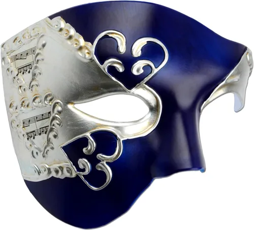 Vista 16 de Hoshin - Máscara para baile de máscaras, decoraciones de Mardi Gras de media cara, máscaras venecianas para hombre Negro