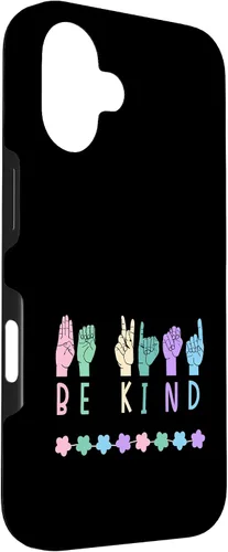 Vista 3 de Sign Language Be Kind Kindness ASL Pastel Pink Purple Blue Case for iPhone 16