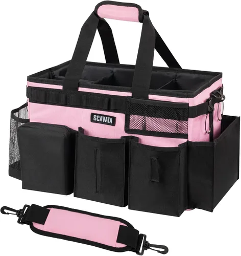 Vista 15 de SCAVATA Bolsa de aseo portátil, organizador de suministros con asa y correas para el hombro para amas de casa, organizador de herramientas