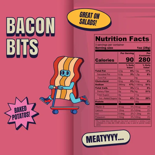 Vista 2 de LOUISVILLE VEGAN JERKY Bocaditos de tocino a base de plantas, 3 oz Plant Based Topping, Meatless Bacon Alternative, Smoky Maple Flavor, Salad