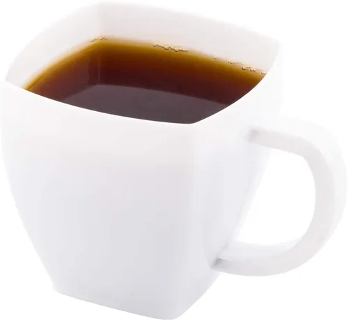 Vista 16 de Restaurantware -Tazas cuadradas de 5 onzas para café expreso, 100 tazas de café de plástico desechables - Plástico PS, con asas, taza de postre