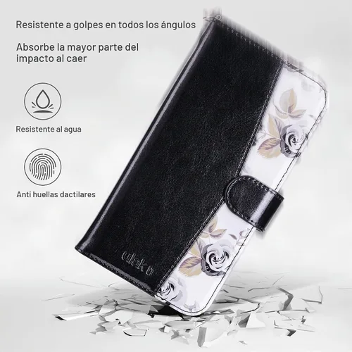 Vista 5 de ULAK Funda tipo cartera para iPhone 8 Plus/iPhone 7 Plus, color negro