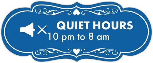 Vista 12 de Signs ByLITA Señal de diseño Quiet Hours de 10 pm a 8 am (negro) - Pequeño