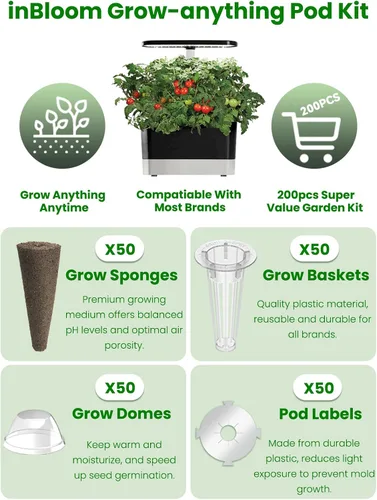 Vista 4 de Kit de germinación de semillas inbloom Grow Anything para AeroGarden, Ahopegarden, GARDENCUBE, iDoo, sistema de cultivo hidropónico MUFGA