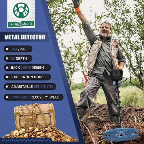 Vista 2 de PalliPartners - Detector de metales para adultos impermeable profesional, detector de oro de mayor precisión con pantalla LCD, 5 modos, chip DSP